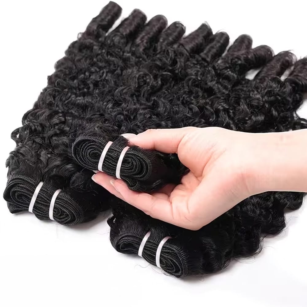 Burmese Curly Luxury Natural Hair Weft – 100% Virgin Human Hair / Wig Black LINKTOWIG
