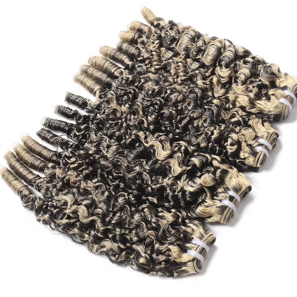 Burmese Curly Luxury Natural Hair Weft – 100% Virgin Human Hair / Wig Black and grey blended highlights LINKTOWIG