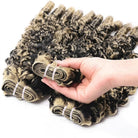 Burmese Curly Luxury Natural Hair Weft – 100% Virgin Human Hair / Wig Black and grey blended highlights LINKTOWIG