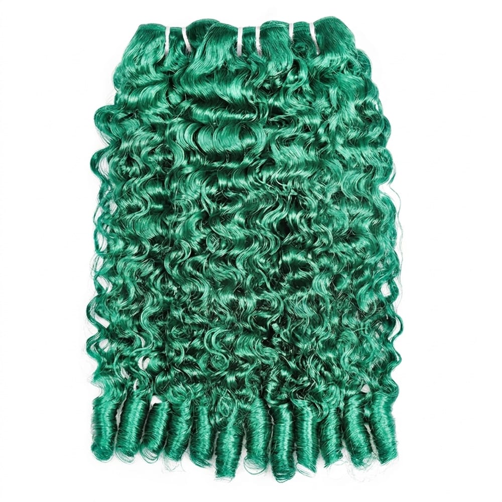 Burmese Curly Luxury Natural Hair Weft – 100% Virgin Human Hair / Wig Dark Emerald Green LINKTOWIG