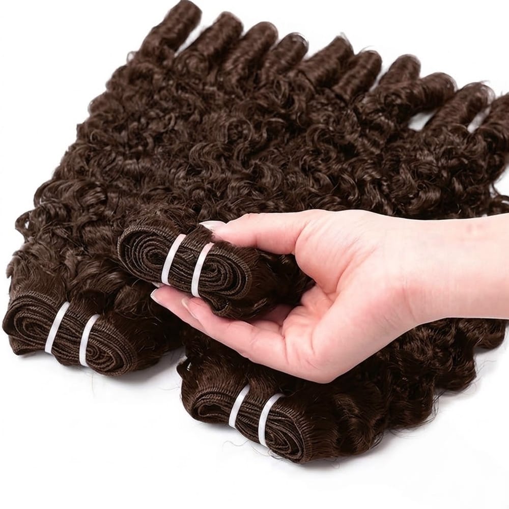 Burmese Curly Luxury Natural Hair Weft – 100% Virgin Human Hair / Wig Espresso Brown LINKTOWIG