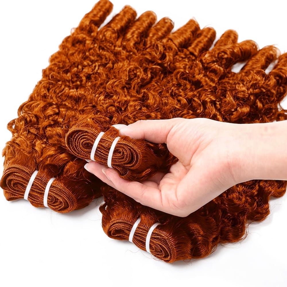 Burmese Curly Luxury Natural Hair Weft – 100% Virgin Human Hair / Wig Ginger Orange LINKTOWIG
