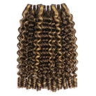 Burmese Curly Luxury Natural Hair Weft – 100% Virgin Human Hair / Wig Honey Blonde Highlights LINKTOWIG