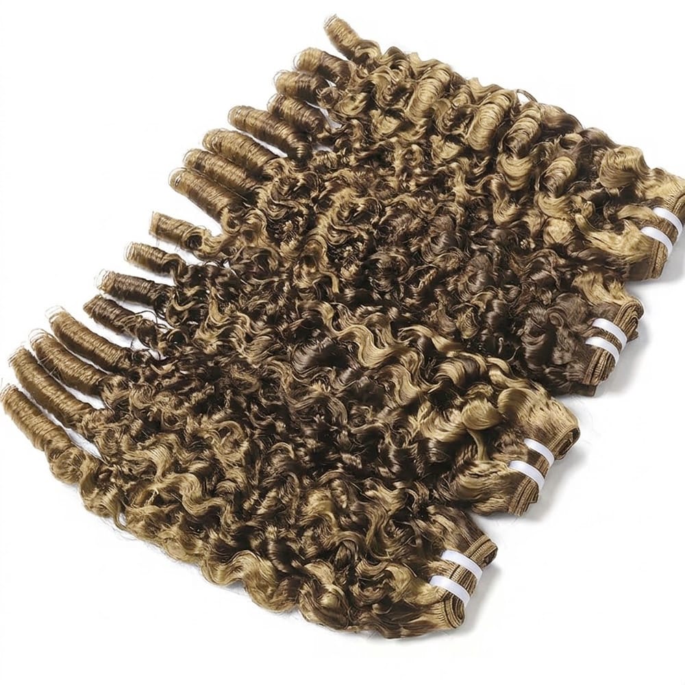 Burmese Curly Luxury Natural Hair Weft – 100% Virgin Human Hair / Wig Honey Brown LINKTOWIG