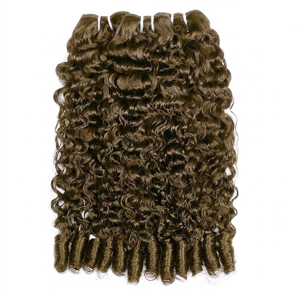 Burmese Curly Luxury Natural Hair Weft – 100% Virgin Human Hair / Wig Medium Chestnut Brown LINKTOWIG