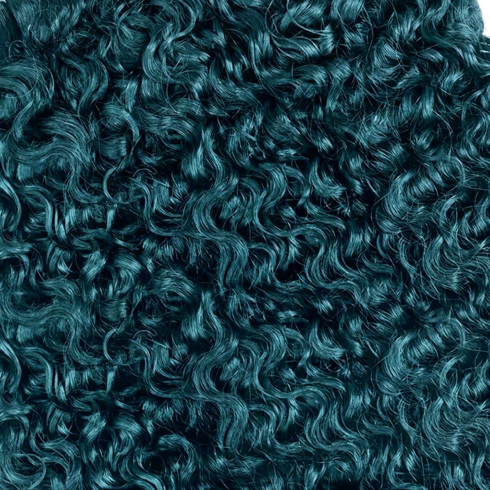 Burmese Curly Luxury Natural Hair Weft – 100% Virgin Human Hair / Wig Teal Green LINKTOWIG