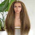 Coarse Yaki HD Lace Super Natural Lace Frontal Human Hair Wigs Ash Brown LINKTOWIG