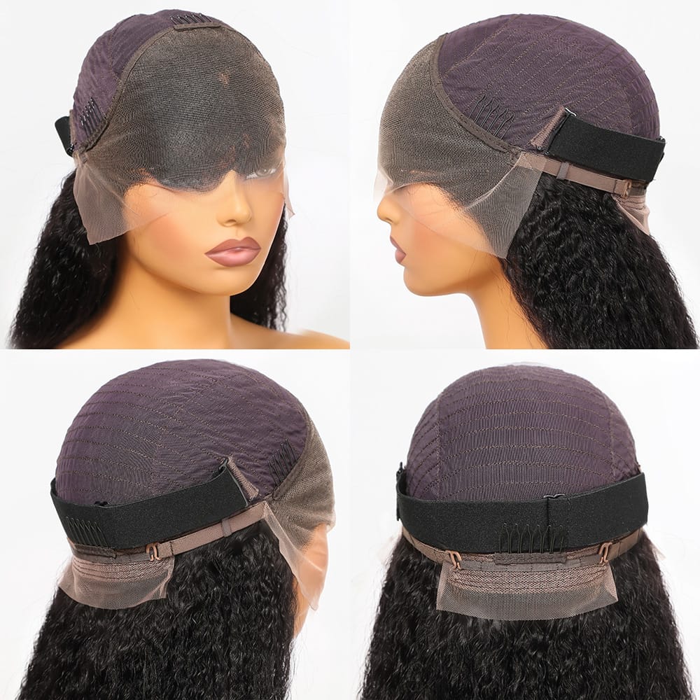 Coarse Yaki HD Lace Super Natural Lace Frontal Human Hair Wigs Black LINKTOWIG