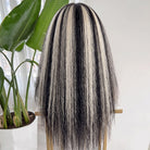 Coarse Yaki HD Lace Super Natural Lace Frontal Human Hair Wigs Black and grey blended highlights LINKTOWIG