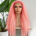 Coarse Yaki HD Lace Super Natural Lace Frontal Human Hair Wigs Bubblegum Pink LINKTOWIG