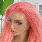 Coarse Yaki HD Lace Super Natural Lace Frontal Human Hair Wigs Bubblegum Pink LINKTOWIG