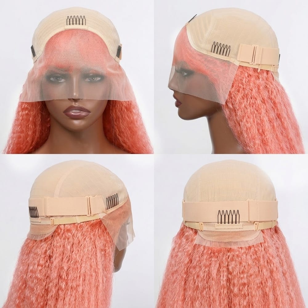 Coarse Yaki HD Lace Super Natural Lace Frontal Human Hair Wigs Bubblegum Pink LINKTOWIG