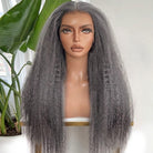 Coarse Yaki HD Lace Super Natural Lace Frontal Human Hair Wigs Charcoal Grey LINKTOWIG