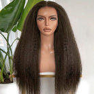 Coarse Yaki HD Lace Super Natural Lace Frontal Human Hair Wigs Chocolate Brown LINKTOWIG