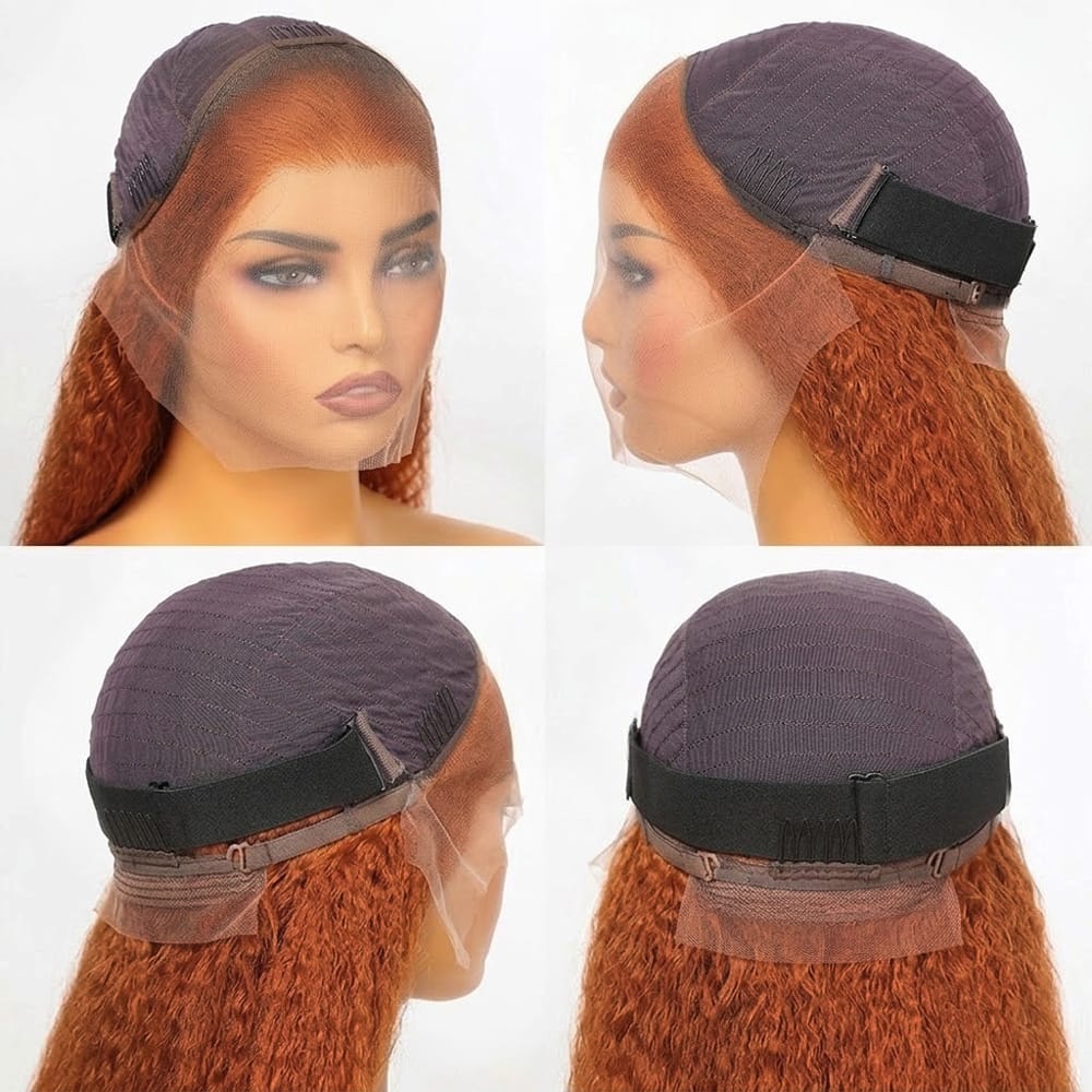 Coarse Yaki HD Lace Super Natural Lace Frontal Human Hair Wigs Copper Orange LINKTOWIG