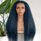 Coarse Yaki HD Lace Super Natural Lace Frontal Human Hair Wigs Dark Emerald Green LINKTOWIG