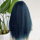 Coarse Yaki HD Lace Super Natural Lace Frontal Human Hair Wigs Dark Emerald Green LINKTOWIG