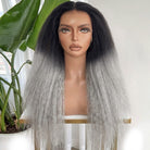 Coarse Yaki HD Lace Super Natural Lace Frontal Human Hair Wigs Dark Roots LINKTOWIG