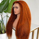 Coarse Yaki HD Lace Super Natural Lace Frontal Human Hair Wigs Ginger Orange LINKTOWIG