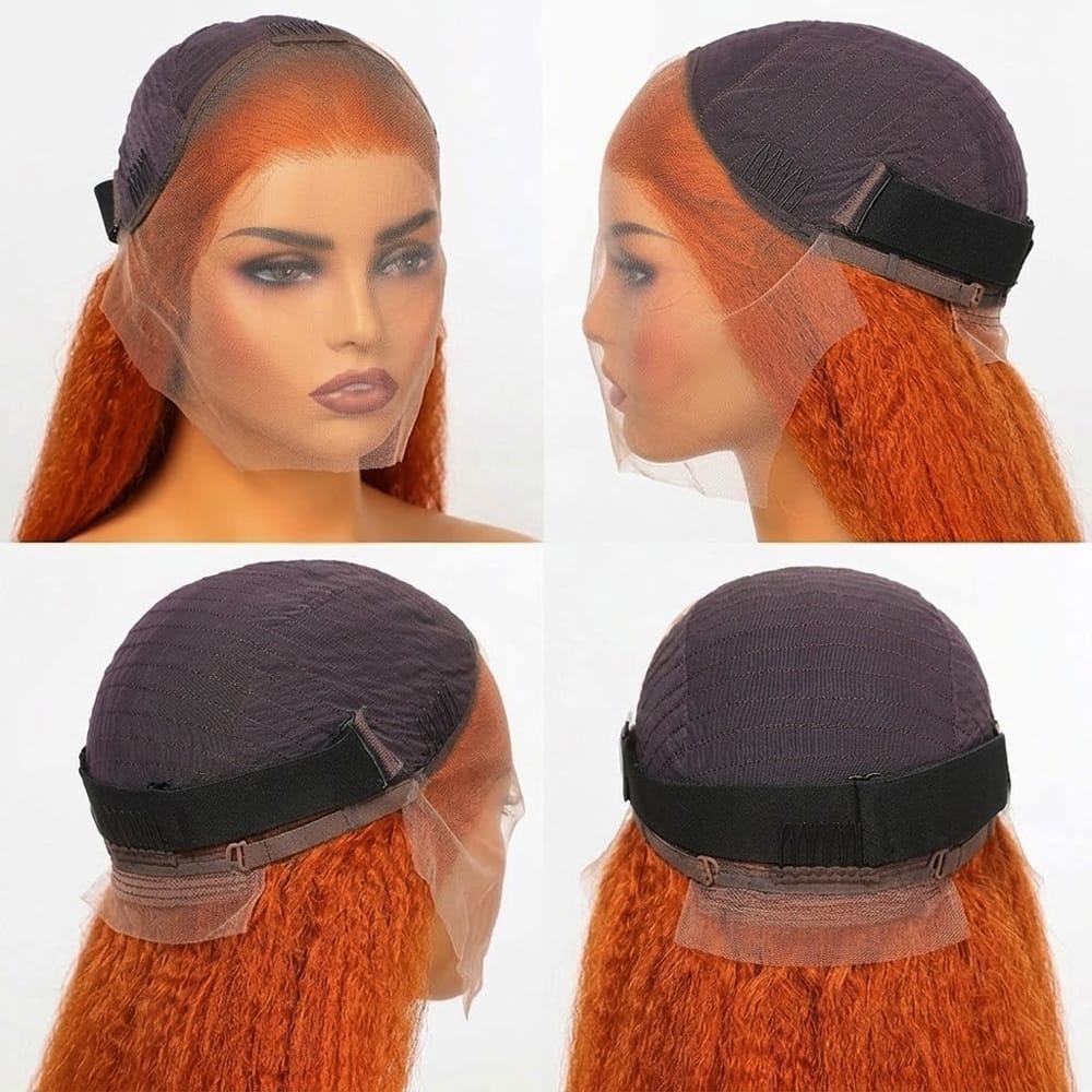 Coarse Yaki HD Lace Super Natural Lace Frontal Human Hair Wigs Ginger Orange LINKTOWIG
