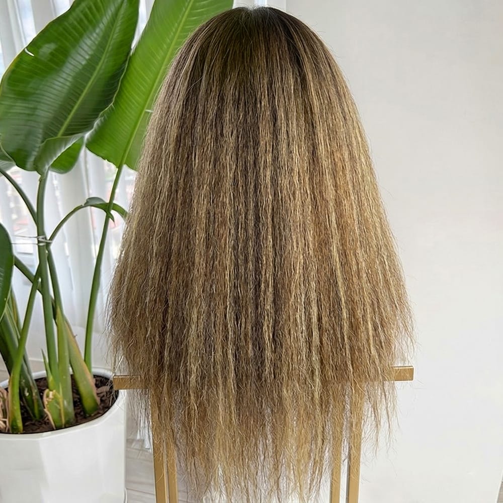 Coarse Yaki HD Lace Super Natural Lace Frontal Human Hair Wigs Medium Chestnut Brown LINKTOWIG
