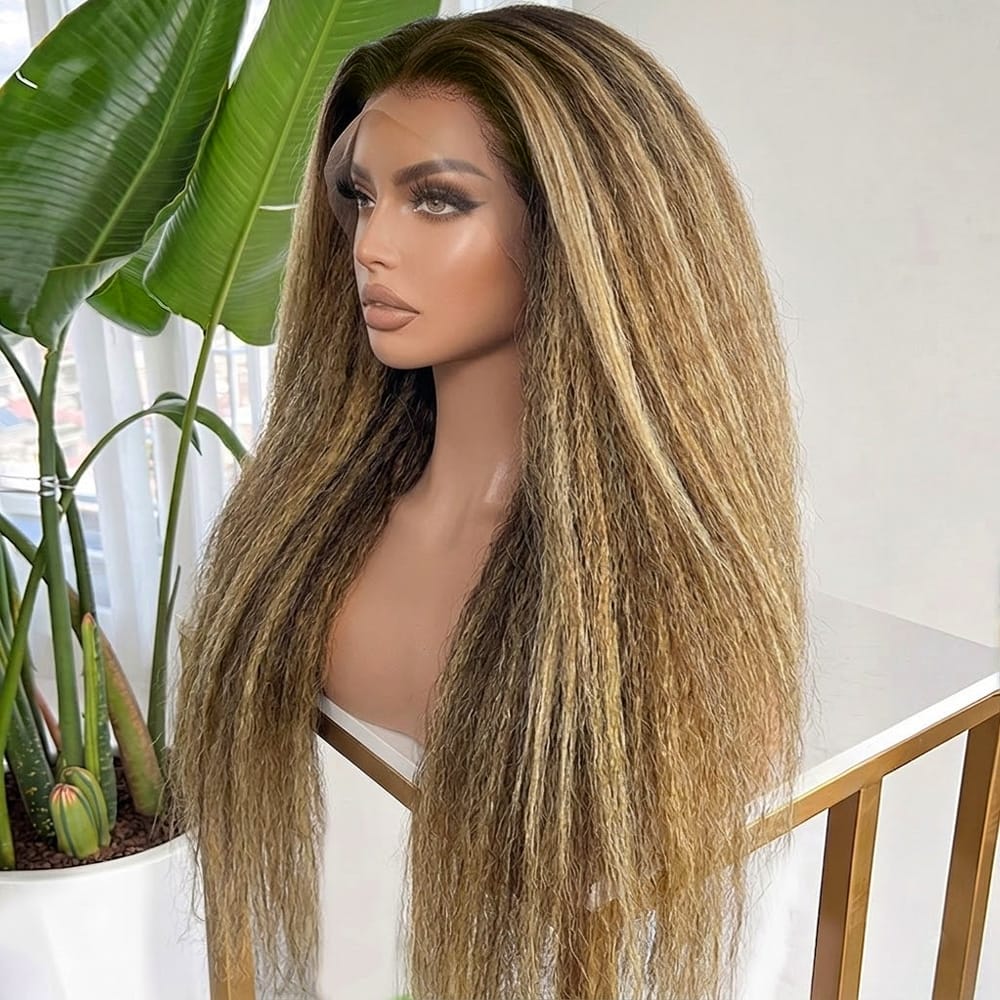 Coarse Yaki HD Lace Super Natural Lace Frontal Human Hair Wigs Medium Chestnut Brown LINKTOWIG