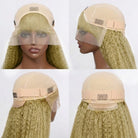 Coarse Yaki HD Lace Super Natural Lace Frontal Human Hair Wigs Olive Green Blonde LINKTOWIG