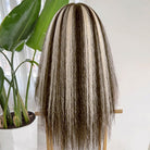 Coarse Yaki HD Lace Super Natural Lace Frontal Human Hair Wigs Piano Highlight Silver Grey LINKTOWIG