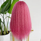Coarse Yaki HD Lace Super Natural Lace Frontal Human Hair Wigs pink LINKTOWIG