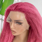 Coarse Yaki HD Lace Super Natural Lace Frontal Human Hair Wigs pink LINKTOWIG