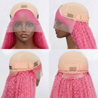Coarse Yaki HD Lace Super Natural Lace Frontal Human Hair Wigs pink LINKTOWIG