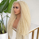 Coarse Yaki HD Lace Super Natural Lace Frontal Human Hair Wigs Platinum Blonde LINKTOWIG