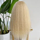 Coarse Yaki HD Lace Super Natural Lace Frontal Human Hair Wigs Platinum Blonde LINKTOWIG