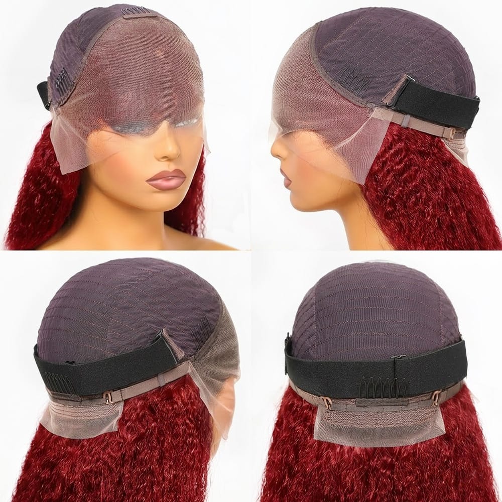 Coarse Yaki HD Lace Super Natural Lace Frontal Human Hair Wigs Ruby Red LINKTOWIG