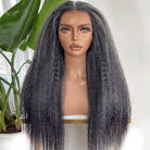 Coarse Yaki HD Lace Super Natural Lace Frontal Human Hair Wigs Silver Grey LINKTOWIG