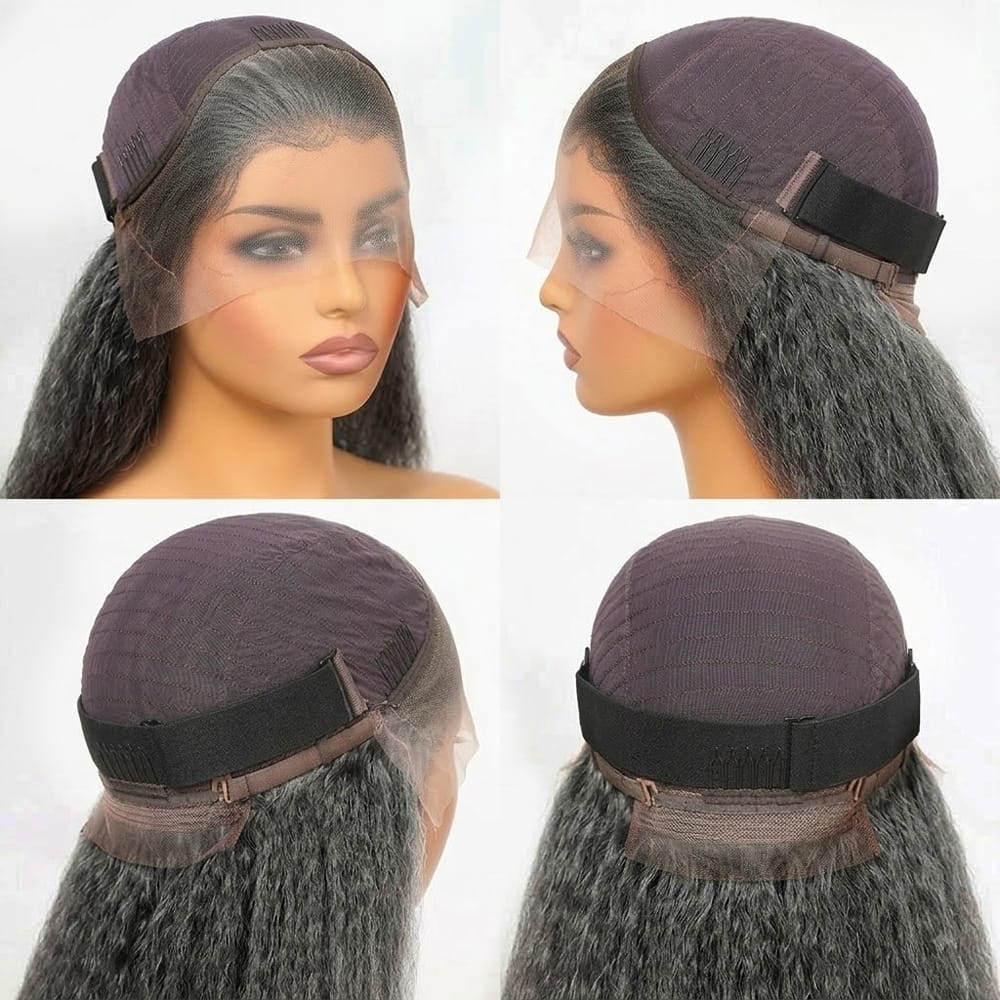 Coarse Yaki HD Lace Super Natural Lace Frontal Human Hair Wigs Silver Grey LINKTOWIG