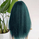 Coarse Yaki HD Lace Super Natural Lace Frontal Human Hair Wigs Teal Green LINKTOWIG