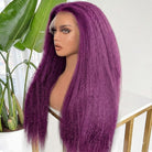 Coarse Yaki HD Lace Super Natural Lace Frontal Human Hair Wigs Violet Purple LINKTOWIG
