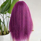 Coarse Yaki HD Lace Super Natural Lace Frontal Human Hair Wigs Violet Purple LINKTOWIG