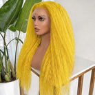 Coarse Yaki HD Lace Super Natural Lace Frontal Human Hair Wigs Yellow LINKTOWIG