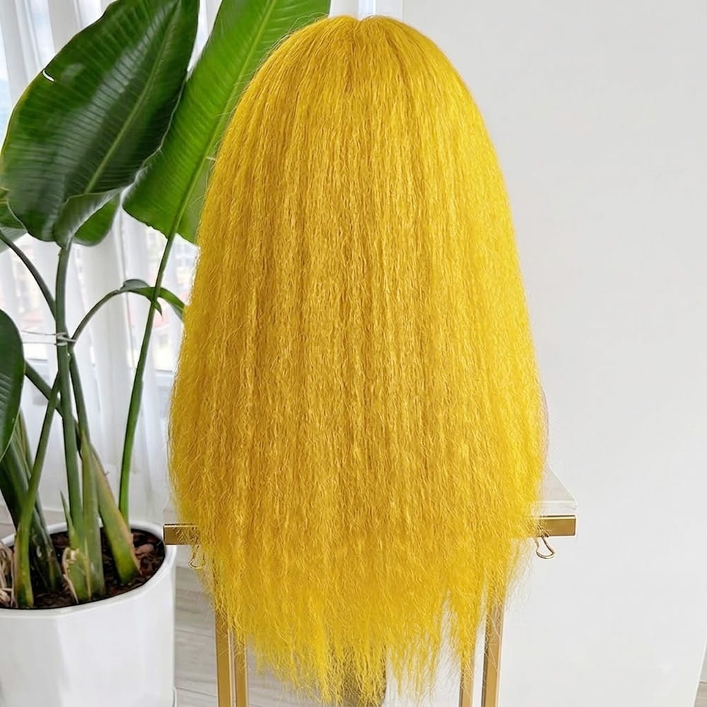 Coarse Yaki HD Lace Super Natural Lace Frontal Human Hair Wigs Yellow LINKTOWIG