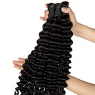 Deep Wave 100% Raw Virgin  Human Hair Bundles - (No Weft) Bulk Hair  3 Bundles / Black LINKTOWIG