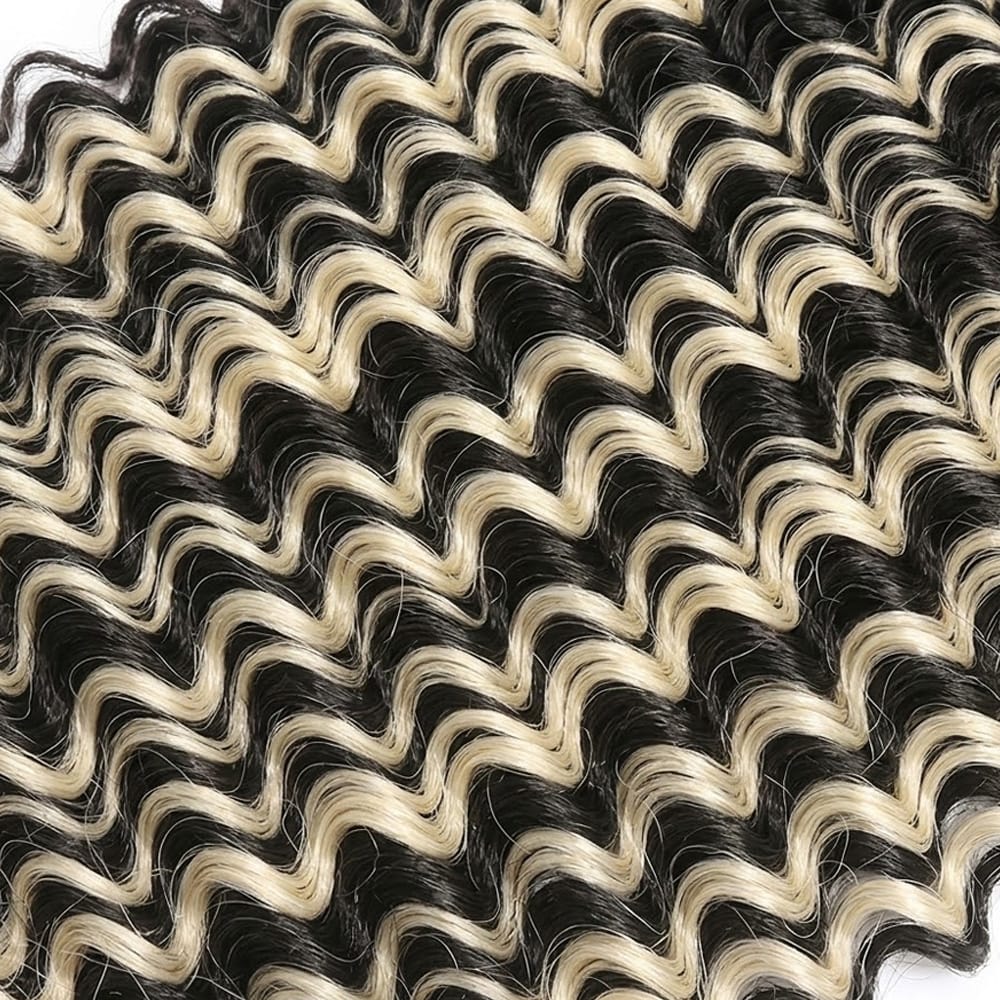 Deep Wave 100% Raw Virgin  Human Hair Bundles - (No Weft) Bulk Hair  3 Bundles / Black and grey blended highlights LINKTOWIG