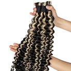 Deep Wave 100% Raw Virgin  Human Hair Bundles - (No Weft) Bulk Hair  3 Bundles / Black and grey blended highlights LINKTOWIG