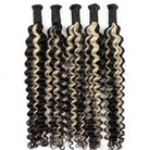Deep Wave 100% Raw Virgin  Human Hair Bundles - (No Weft) Bulk Hair  3 Bundles / Black and grey blended highlights LINKTOWIG