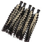 Deep Wave 100% Raw Virgin  Human Hair Bundles - (No Weft) Bulk Hair  3 Bundles / Black and grey blended highlights LINKTOWIG