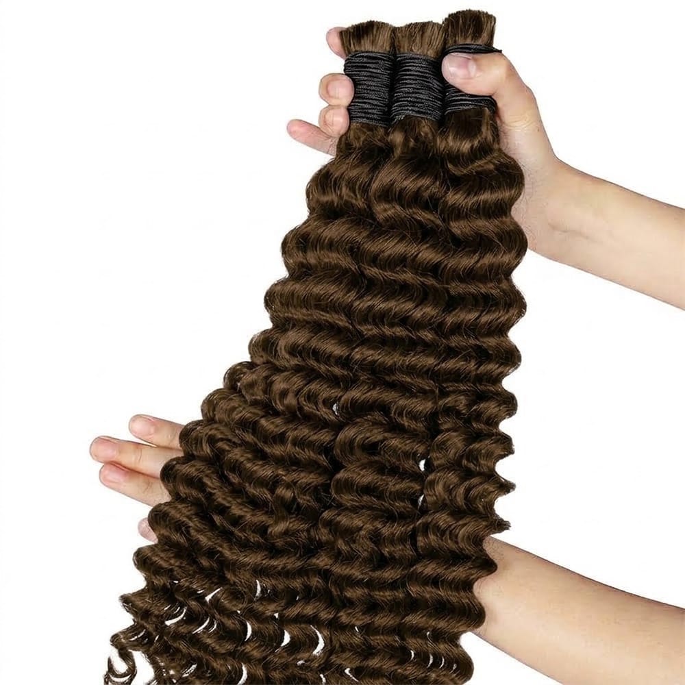 Deep Wave 100% Raw Virgin  Human Hair Bundles - (No Weft) Bulk Hair / aramel Balayage Highlights LINKTOWIG