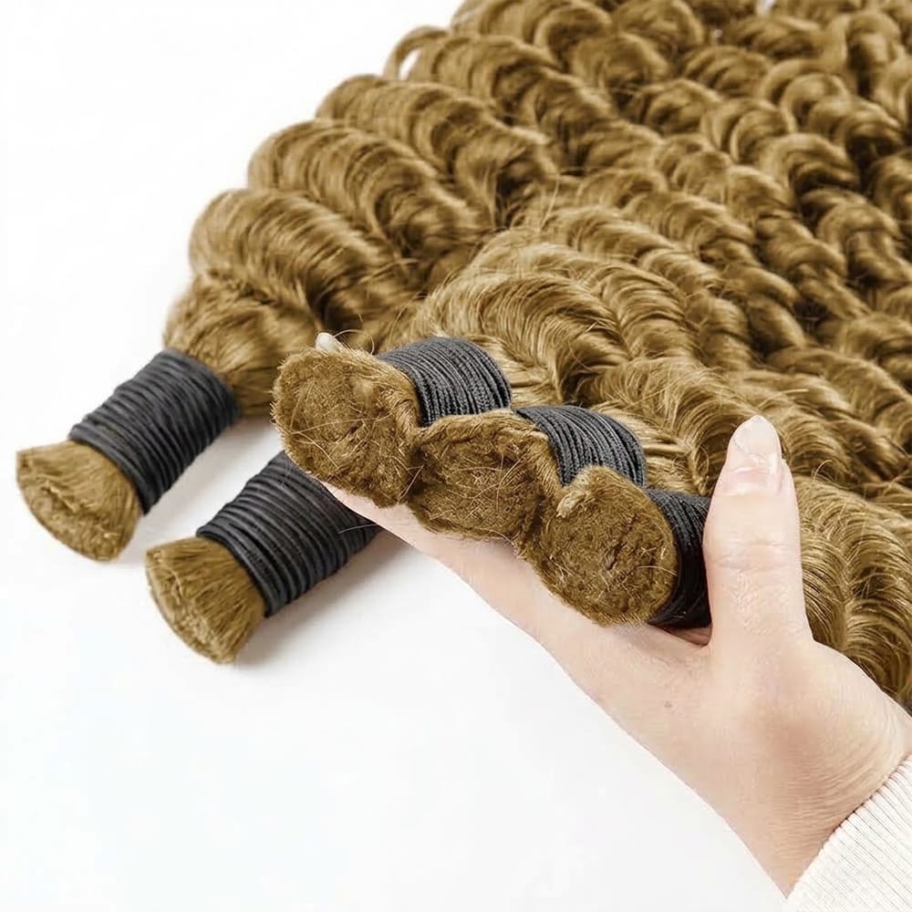 Deep Wave 100% Raw Virgin  Human Hair Bundles - (No Weft) Bulk Hair / Ash Brown LINKTOWIG