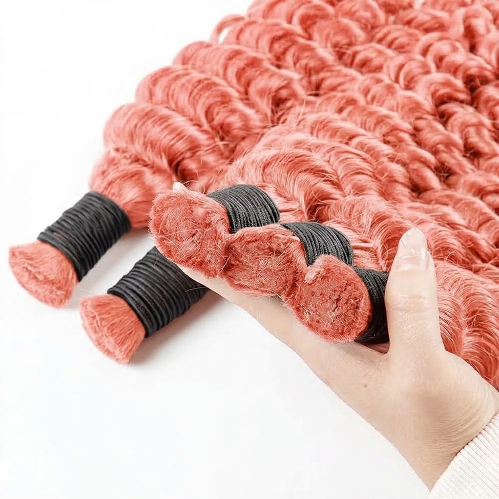 Deep Wave 100% Raw Virgin  Human Hair Bundles - (No Weft) Bulk Hair / Bubblegum Pink LINKTOWIG