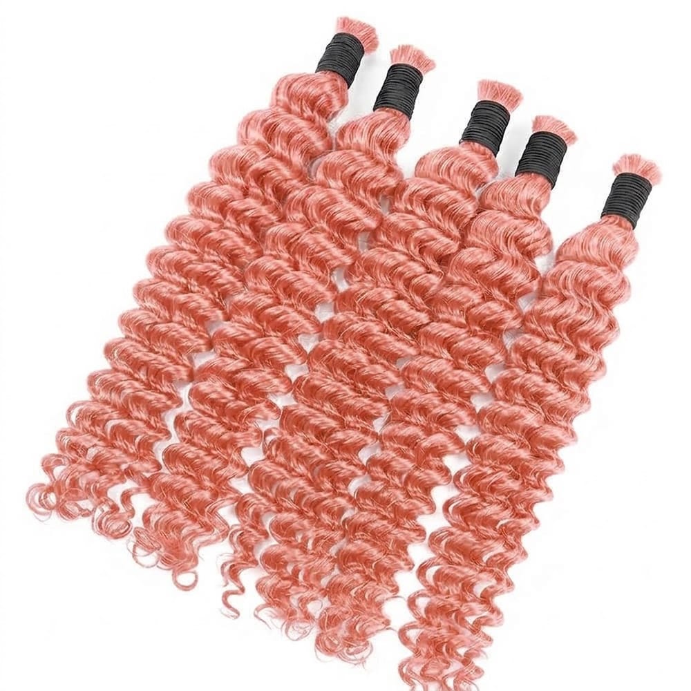 Deep Wave 100% Raw Virgin  Human Hair Bundles - (No Weft) Bulk Hair / Bubblegum Pink LINKTOWIG